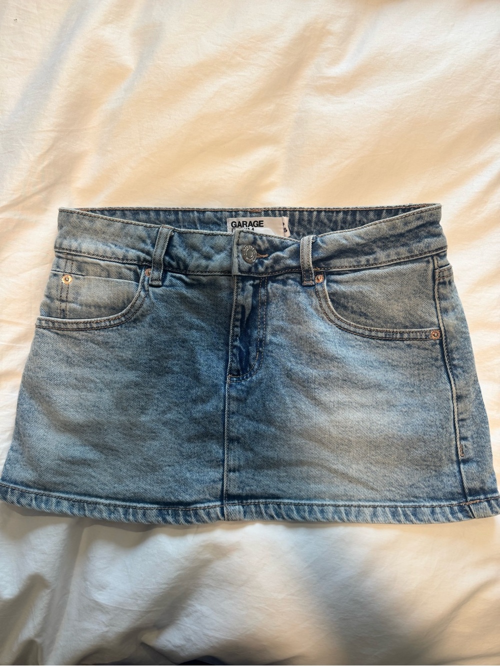 Garage Light Wash Denim Mini Skirt